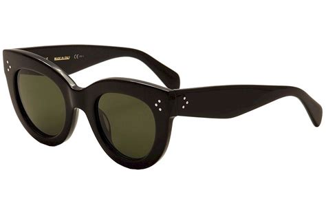 Celine 41050/S Sunglasses Shiny Black w/Crystal Green (0807) 